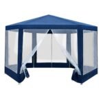 Hexagonal Party Gazebo with Mesh Sidewalls