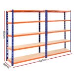Giantz 2.4m x 1.8m Garage Shelving System – Blue & Orange