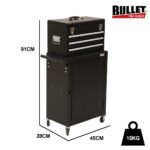 Bullet Pro 3 Drawer Tool Box Cabinet Trolley – Black