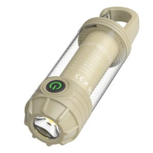 Tri-Colour Portable Camping Lantern & Flashlight - Khaki