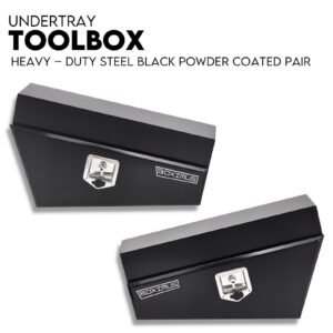 750mm Underbody Ute Tray Toolbox Set - Black Steel