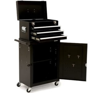 Bullet Pro 3 Drawer Tool Box Cabinet Trolley - Black