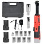 Cordless Electric Ratchet Wrench 3/8inch with 2 x 2000mAh Batteries