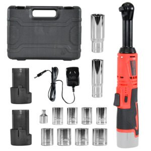 Cordless Electric Ratchet Wrench 3/8inch with 2 x 2000mAh Batteries