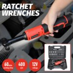 Cordless Electric Ratchet Wrench 3/8inch with 2 x 2000mAh Batteries
