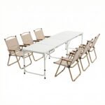 Weisshorn 7pc Folding Camping Table with 6 x Folding Chairs