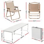 Weisshorn 7pc Folding Camping Table with 6 x Folding Chairs