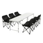 Weisshorn 7pc Folding Camping Table with 6 x Moon Chairs