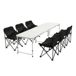 Weisshorn 7pc Folding Camping Table with 6 x Moon Chairs