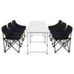 Weisshorn 7pc Folding Camping Table with 6 x Moon Chairs