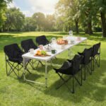 Weisshorn 7pc Folding Camping Table with 6 x Moon Chairs