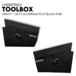 600mm Underbody Ute Tray Toolbox Set – Black Aluminium