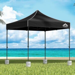 3x3m Instahut Pop-up Gazebo with Leg Weights - Black
