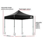 3x3m Instahut Pop-up Gazebo with Leg Weights – Black
