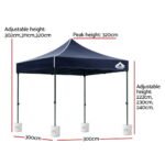 3x3m Instahut Pop-up Gazebo with Leg Weights – Navy Blue