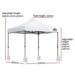 3x3m Instahut Pop-up Gazebo with Leg Weights – White