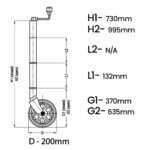 Alko 8in Extra Tall Jockey Wheel