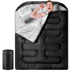 Detachable Waterproof Queen Size Sleeping Bag with 2 Pillows