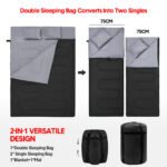 Detachable Waterproof Queen Size Sleeping Bag with 2 Pillows