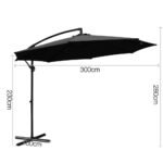 3m Cantilevered Outdoor Umbrella – Black