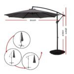 3m Cantilevered Outdoor Umbrella – Charcoal