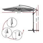 3m Cantilevered Outdoor Umbrella – Grey